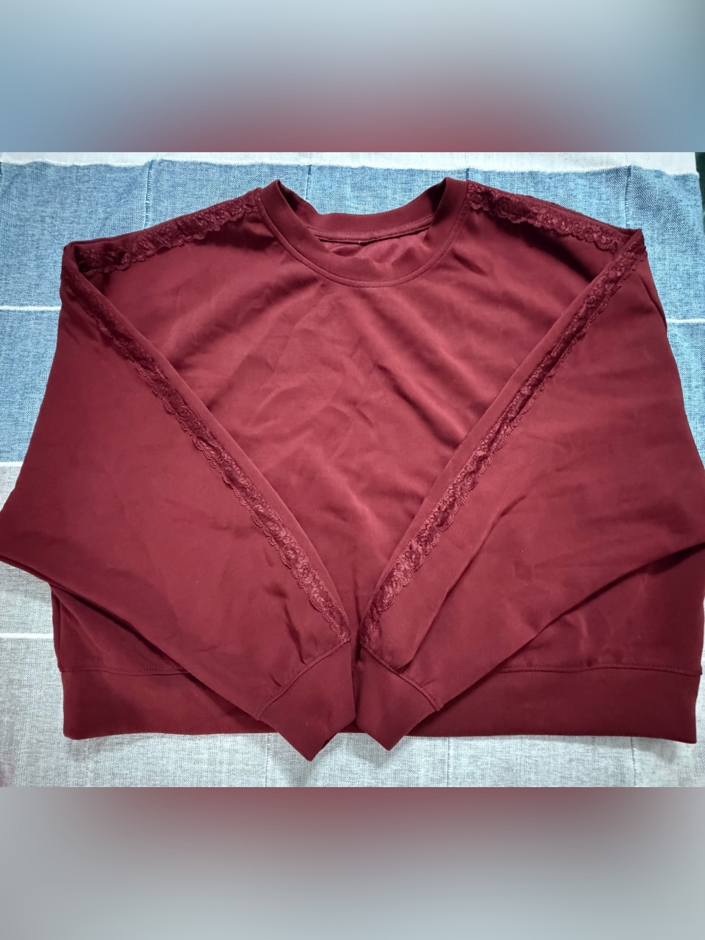 All In Motion Airy Sleek Pique Crewneck Sweatshirt- Maroon - Picture 6 of 14